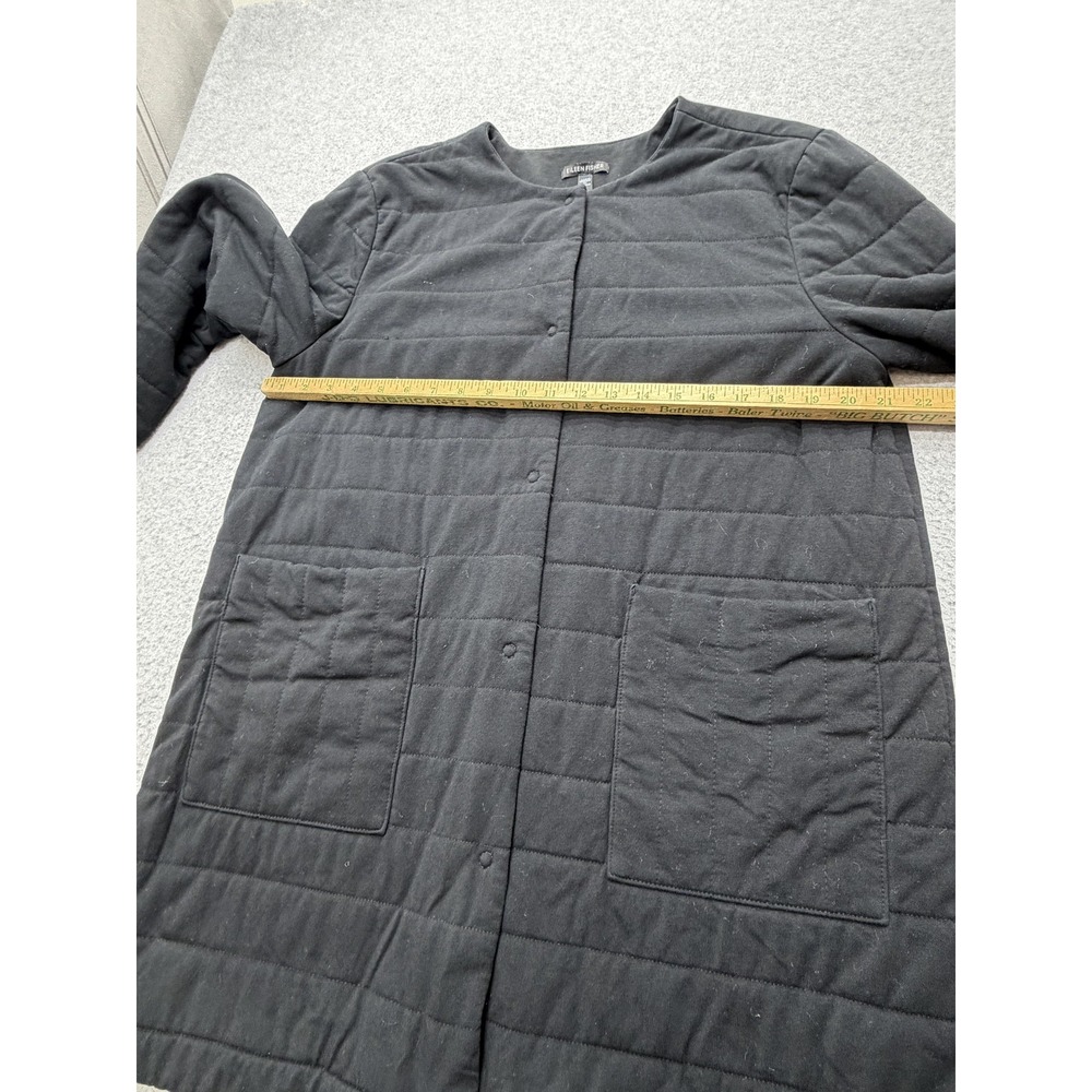 Eileen Fisher Coat Womens Petite Small Black Quilted Organic Cotton Pockets - Picture 10 of 16